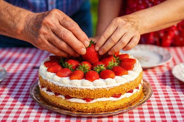 Taart versieren met oma