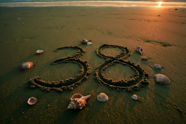 38 in een gouden strandgloed