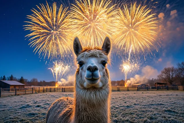 De alpaca viert mee