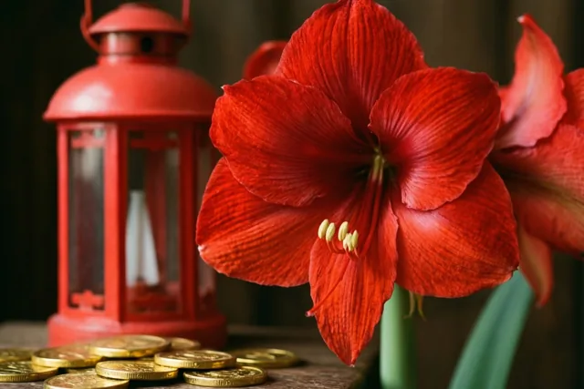 Rode amaryllis, warme nieuwjaarsgroet