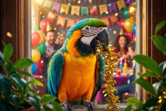 Een ara op het nieuwjaarsfeest