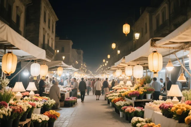 Een straat vol feestlicht