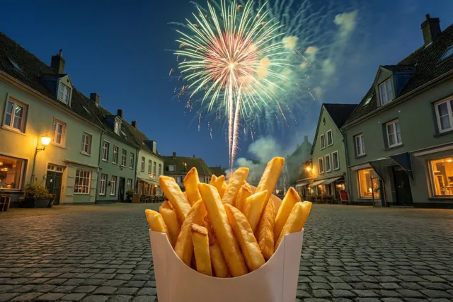 Nieuwjaar met frieten op het plein