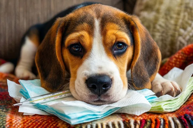 Beagletroost bij het uitzieken