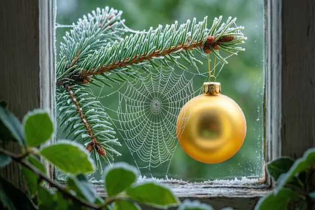 Kerstgoud aan een wintertak