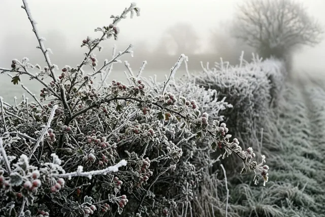 Winterparels aan de meidoorn