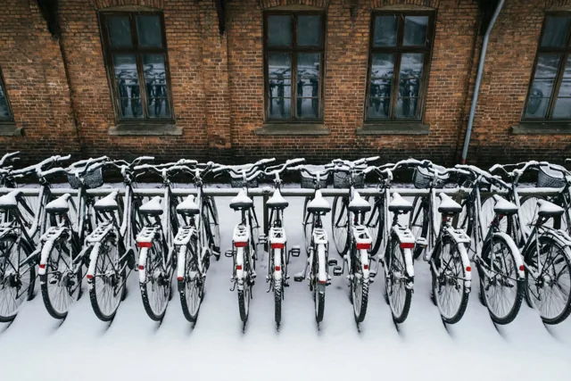 Fietsen nemen een winterpauze