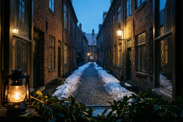 Schemering in de wintersteeg