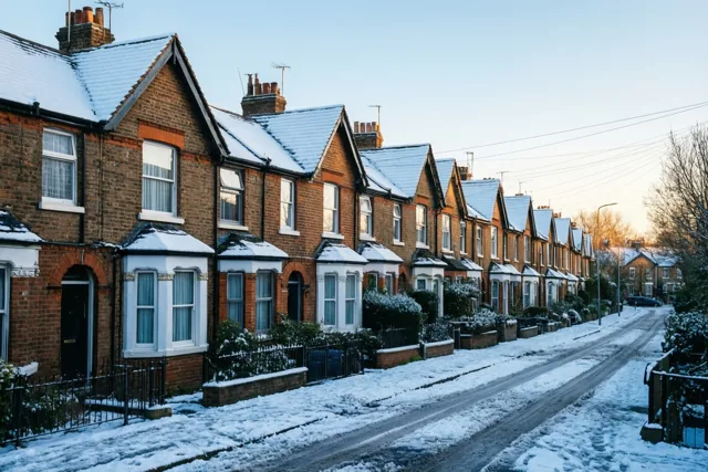 Trapgevels onder een sneeuwdeken