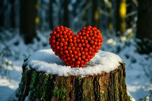 Een warm hart in winterlicht