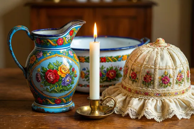 Dooplicht bij blauw emaille