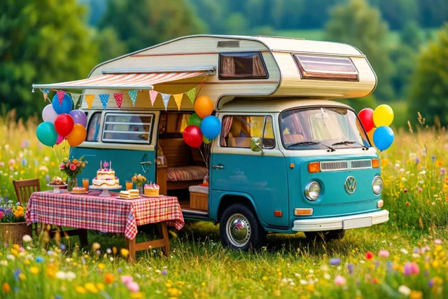 Retrobus vol verjaardagsgezelligheid