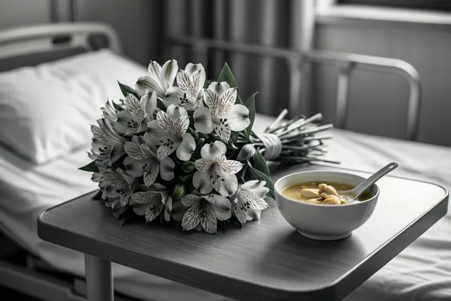 Stille steun met witte bloemen