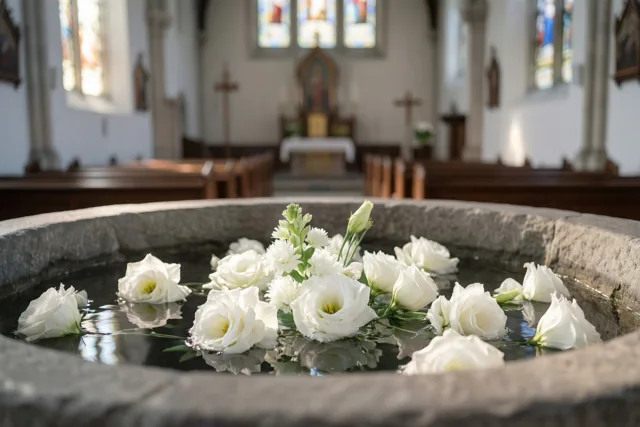 Bloemen op het doopwater