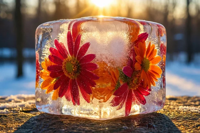 Bloemen vangen de winterzon