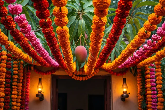 Diwali begint tussen de bloemen