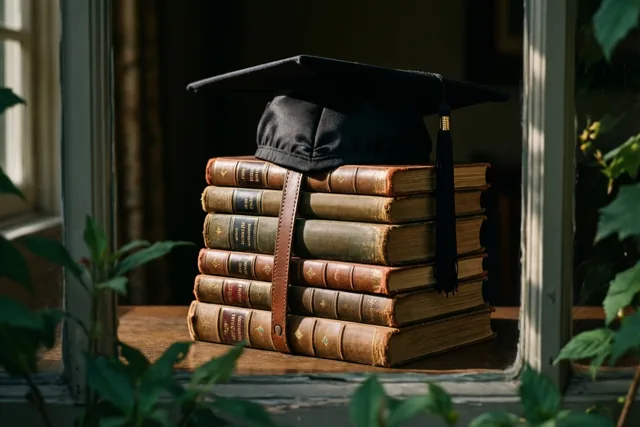 Geslaagd tussen de oude boeken