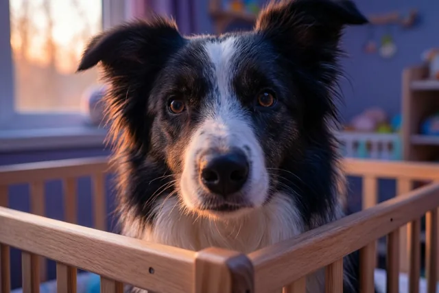 De collie test het wiegje
