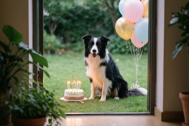 De bordercollie viert je verjaardag