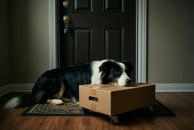 De collie neemt even verhuispauze