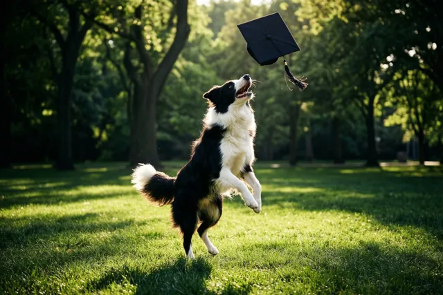 Een vreugdesprong van je collie