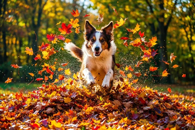 Collie in de blaadjes