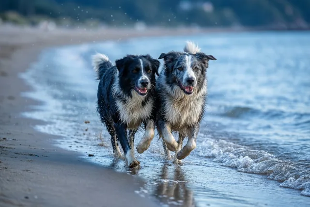 Collies met een strandmaatje