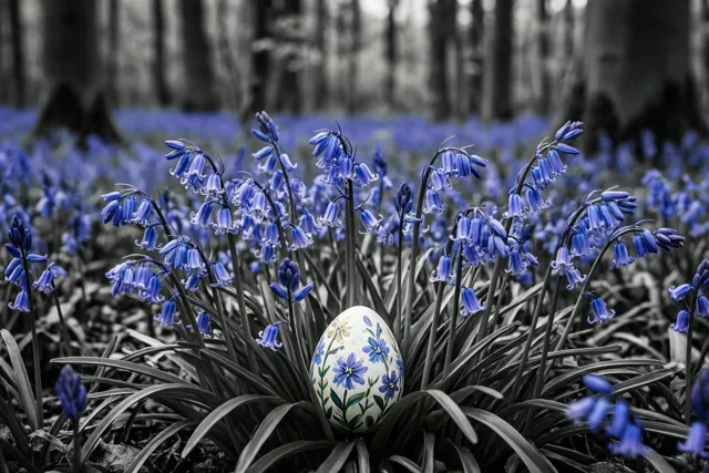 Blauwe bloemen, lieve paasgroet