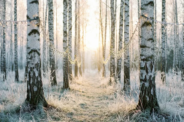 Een kerstwandeling bij zonsopgang