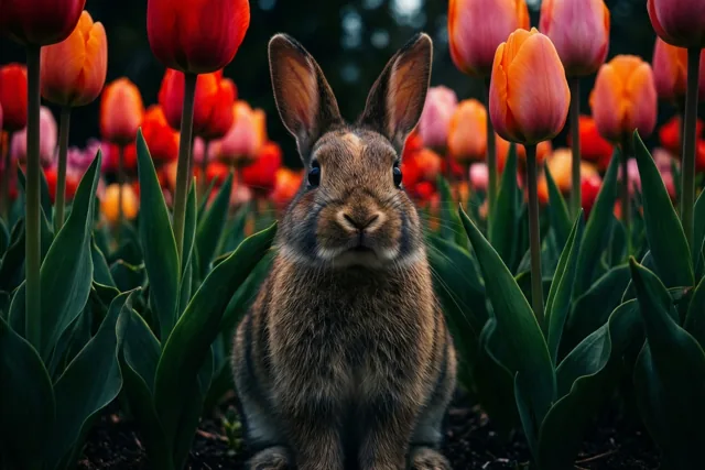 Paasbezoek tussen de tulpen