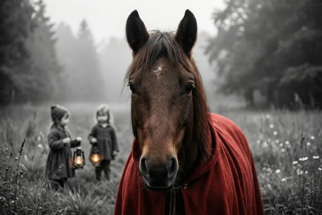 Het paard kleurt de sintavond