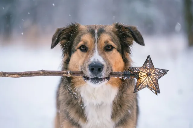 Een hond brengt de koningsster