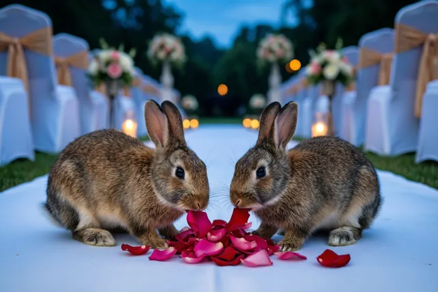 Konijnen vieren de liefde mee