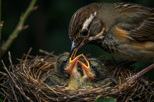 Mama zorgt voor haar nest