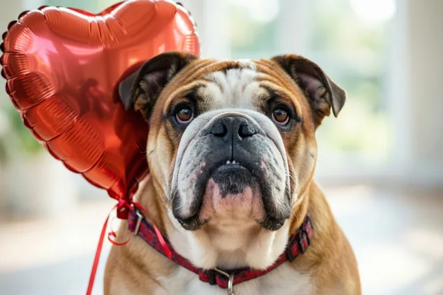 Een buldog geeft zijn hart