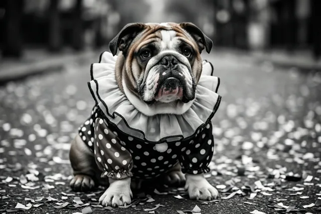 Een bulldog met feestallures
