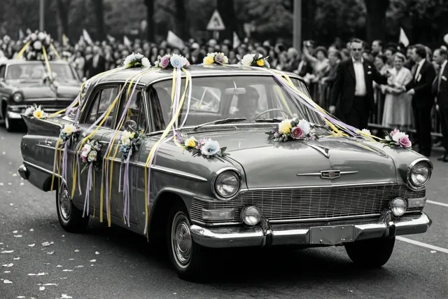 Een Cadillac vol carnavalskleur