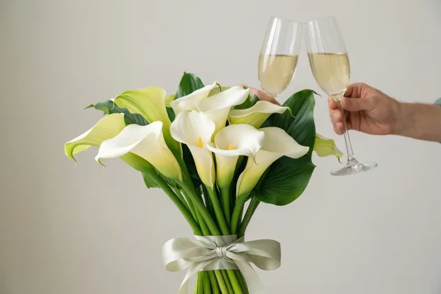 Een bloemenhulde met geheven glazen