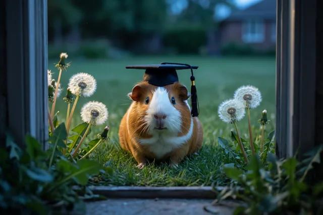 Een kleine cavia viert mee