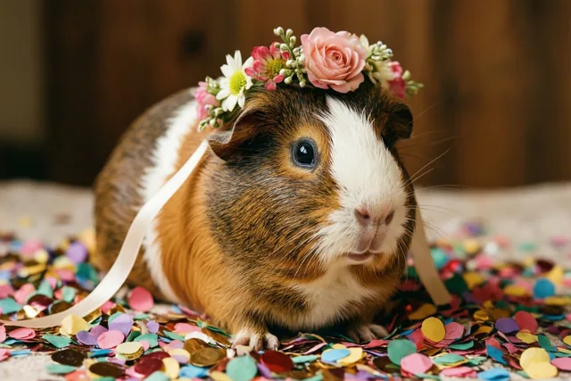 Proficiat van een gekroonde cavia