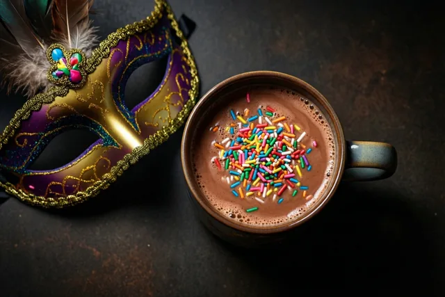 Warme chocomelk in carnavalsstemming