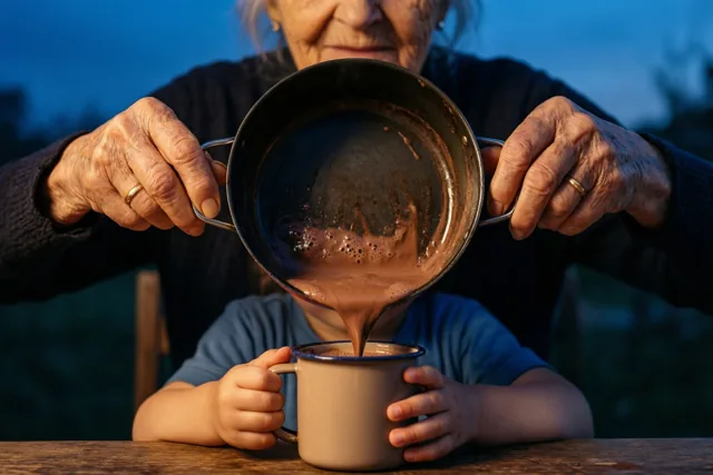 Warme chocolademelk bij oma