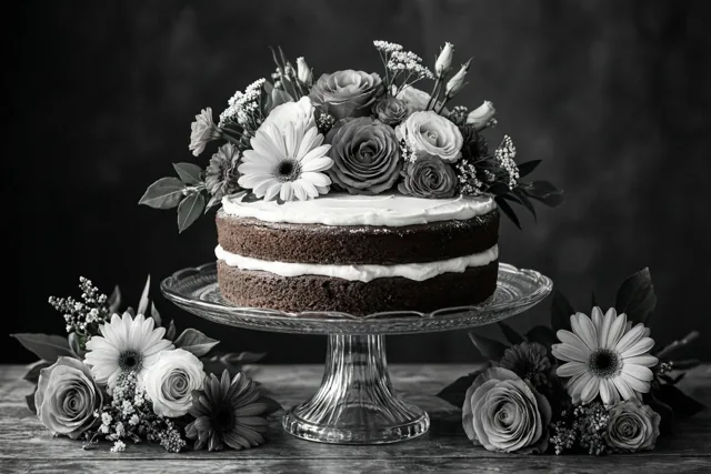Taart en bloemen voor ons feest