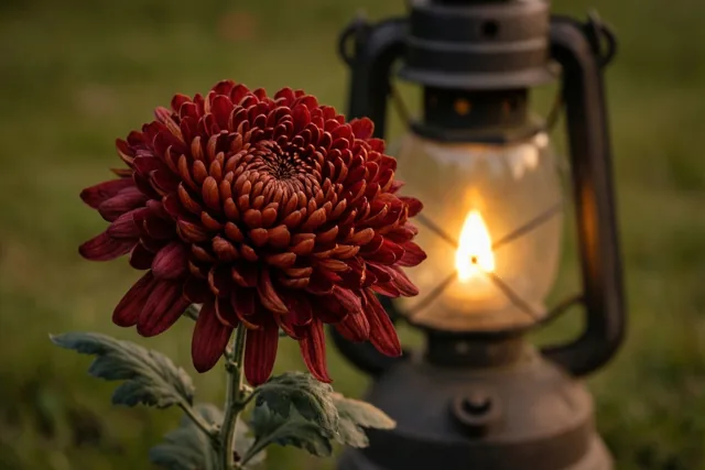 Rode chrysant, warme herinnering