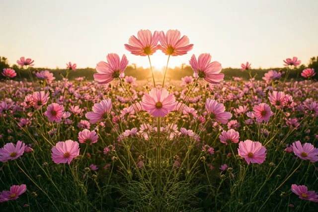 Wakker worden tussen de cosmea