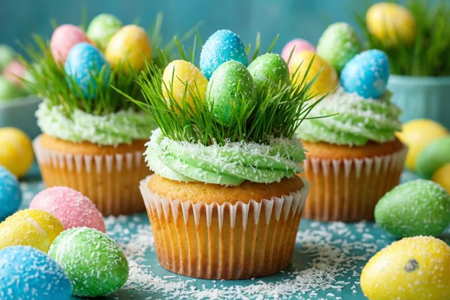 Kleine cakejes, vrolijk Pasen