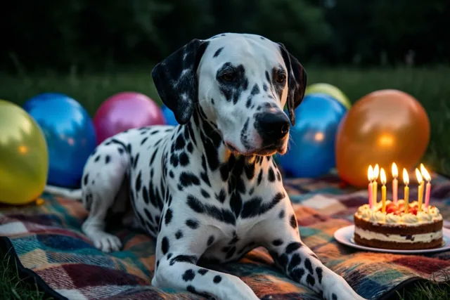 Verjaardagspicknick met een dalmatiër