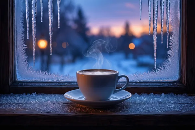 Koffie in de winterschemering