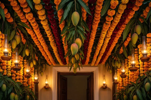 Een bloemenpoort voor Diwali