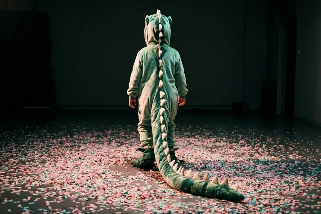 Kleine dino viert carnaval